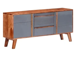 Aparador buffet cómoda armario mueble organizador cocina salón salón 120 x 30 x 55 cm madera maciza gris 02_0031779