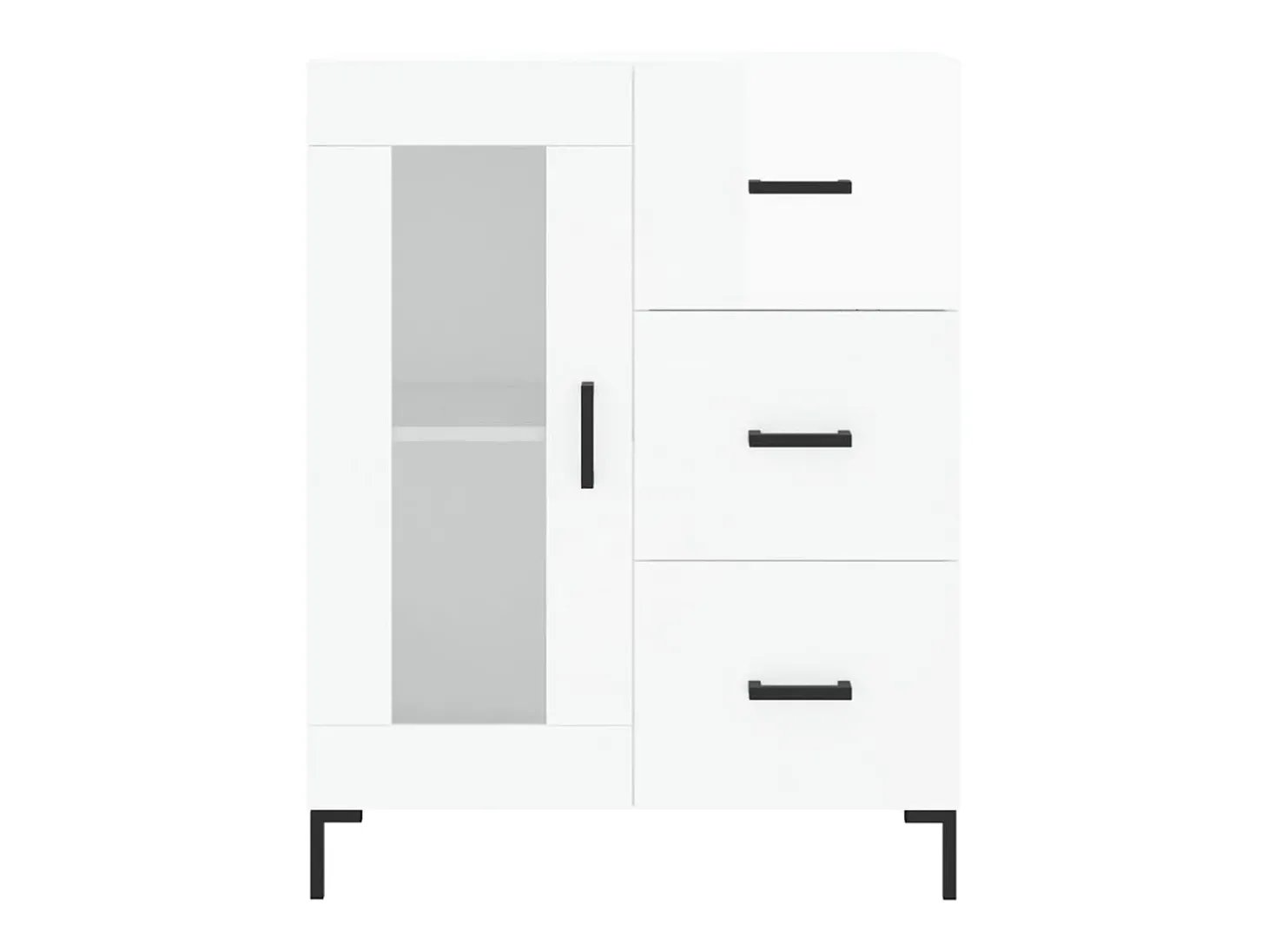 Aparador buffet cómoda armario mueble organizador cocina salón brillante 69,5 x 34 x 90 cm madera contrachapada blanco 02_0030694