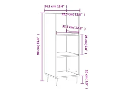 Aparador buffet cómoda armario mueble organizador cocina salón brillante 34,5 x 32,5 x 90 cm madera contrachapada blanco 02_0030584