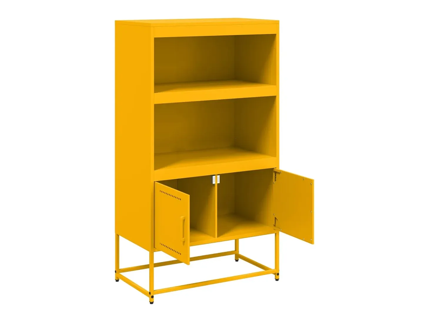 Aparador buffet cómoda armario mueble organizador cocina salón salón alto amarillo mostaza 68,5 x 38,5 x 123,5 cm acero Amarillo 02_0034733
