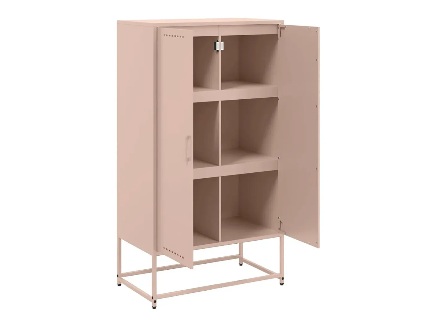 Aparador buffet cómoda armario mueble organizador cocina salón salón alto 68,5 x 38,5 x 123,5 cm acero rosa 02_0035160