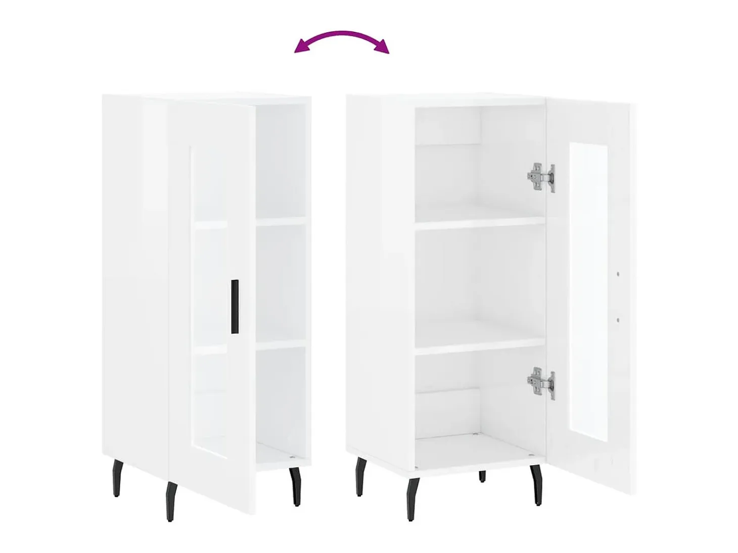 Aparador buffet cómoda armario mueble organizador cocina salón brillante 34,5 x 34 x 90 cm madera contrachapada blanco 02_0030615
