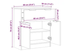 Aparador buffet cómoda armario unidad de almacenamiento organizador cocina salón sala de manualidades 60 x 30 x 70 cm madera contrachapada marrón 02_0030811