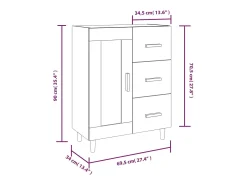 Aparador buffet cómoda armario unidad de almacenamiento organizador cocina salón salonsonoma 69,5 x 34 x 90 cm madera contrachapada gris 02_0036481