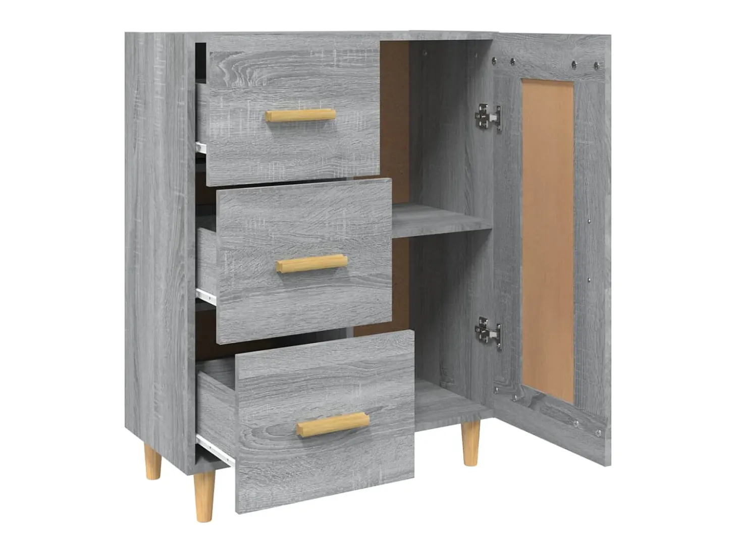 Aparador buffet cómoda armario unidad de almacenamiento organizador cocina salón salonsonoma 69,5 x 34 x 90 cm madera contrachapada gris 02_0036481