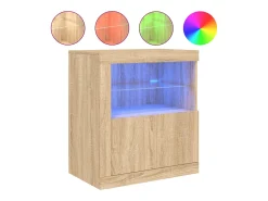 Aparador buffet cómoda armario mueble organizador cocina salón salón con luces LED sonoma 60,5 x 37 x 67 cm marrón 02_0029966