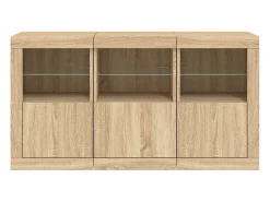 Aparador buffet cómoda armario mueble organizador cocina salón salón con luces LED sonoma 123 x 37 x 67 cm marrón 02_0029936