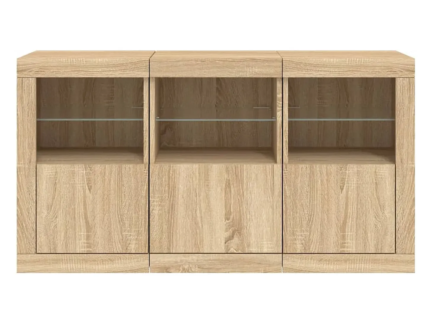 Aparador buffet cómoda armario mueble organizador cocina salón salón con luces LED sonoma 123 x 37 x 67 cm marrón 02_0029936