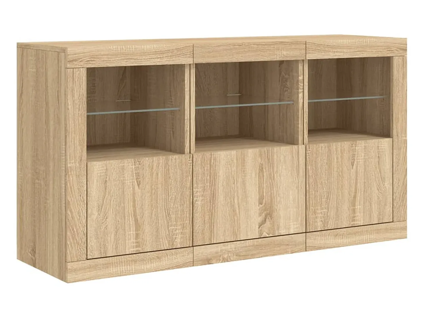 Aparador buffet cómoda armario mueble organizador cocina salón salón con luces LED sonoma 123 x 37 x 67 cm marrón 02_0029936