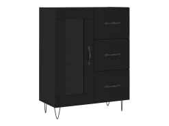Aparador buffet cómoda armario mueble organizador cocina salón salón alto 69,5 x 34 x 180 cm madera contrachapada negra 02_0035005