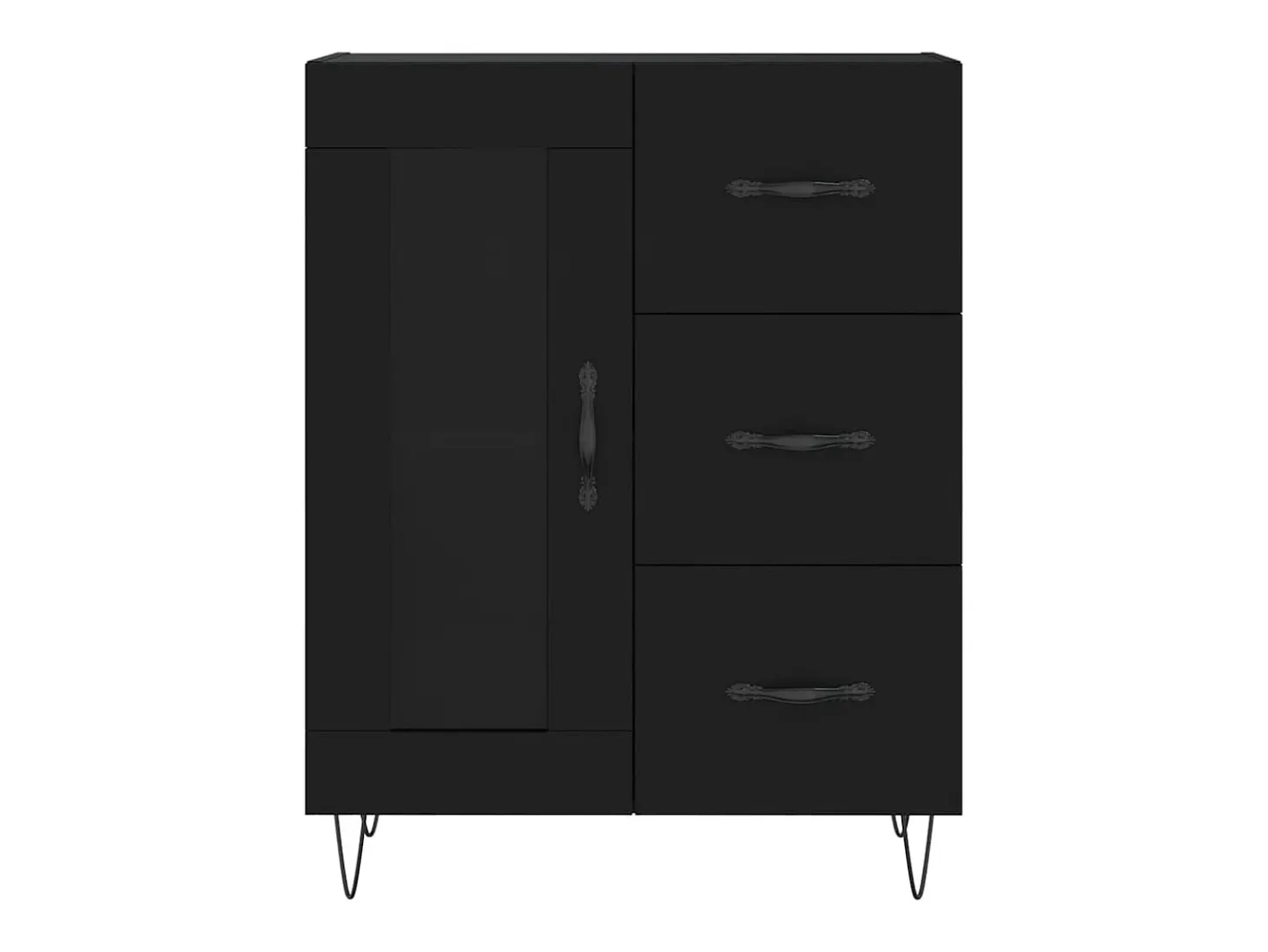 Aparador buffet cómoda armario mueble organizador cocina salón salón alto 69,5 x 34 x 180 cm madera contrachapada negra 02_0035005