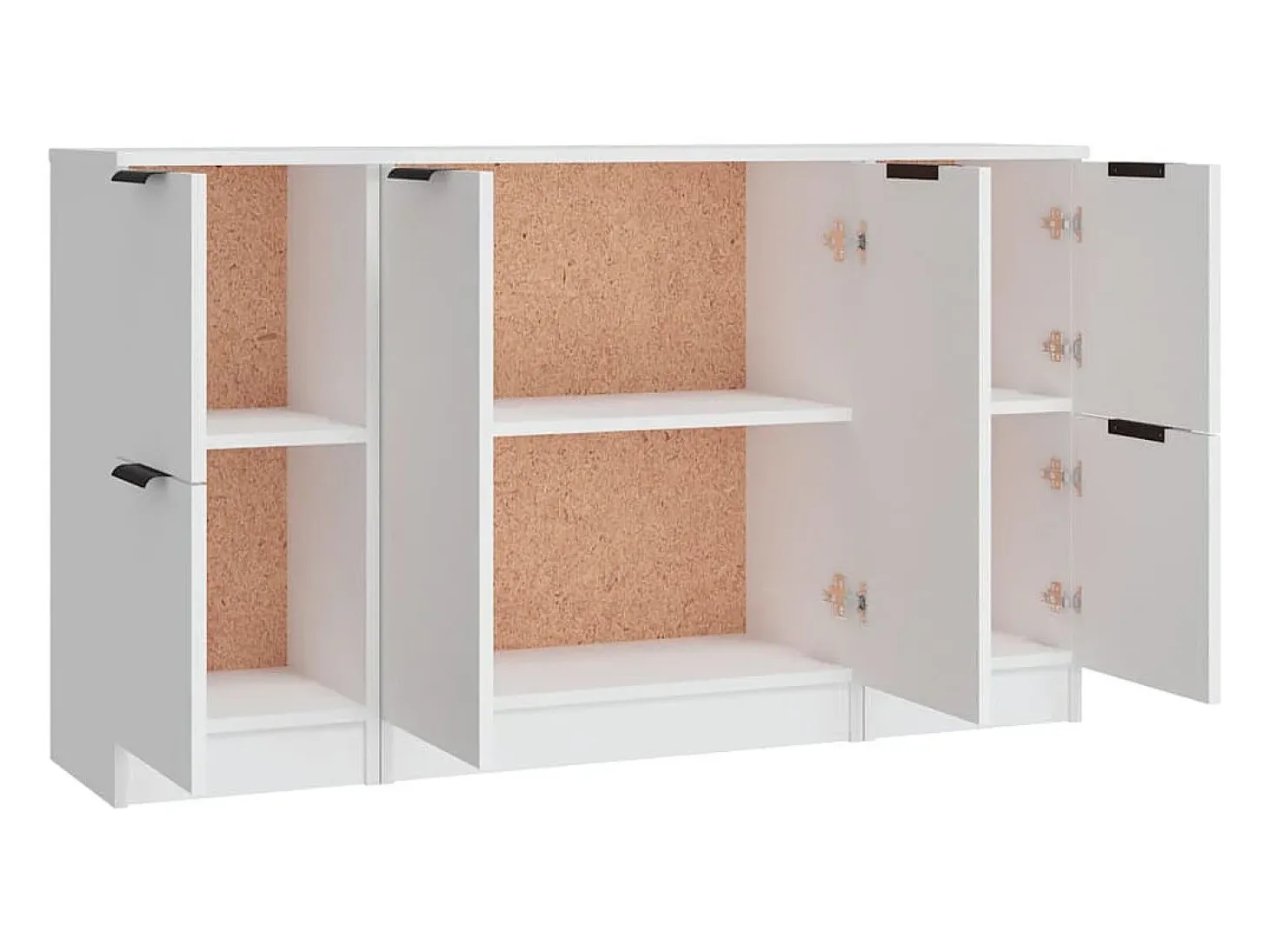 Aparador buffet cómoda armario unidad de almacenamiento organizador cocina salón salón 3 piezas blanco madera contrachapada 02_0037019