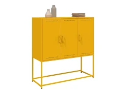 Aparador buffet cómoda armario mueble organizador cocina salón salón alto amarillo mostaza 100,5 x 39 x 107 cm acero Amarillo 02_0034730
