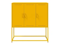 Aparador buffet cómoda armario mueble organizador cocina salón salón alto amarillo mostaza 100,5 x 39 x 107 cm acero Amarillo 02_0034730
