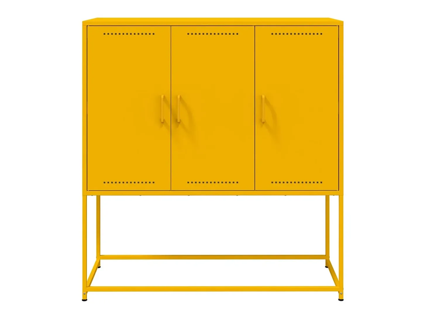 Aparador buffet cómoda armario mueble organizador cocina salón salón alto amarillo mostaza 100,5 x 39 x 107 cm acero Amarillo 02_0034730