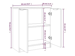 Aparador buffet cómoda armario unidad de almacenamiento organizador cocina salón salón juego de 2 sonoma 60 x 30 x 70 cm madera contrachapada gris 02_0036953