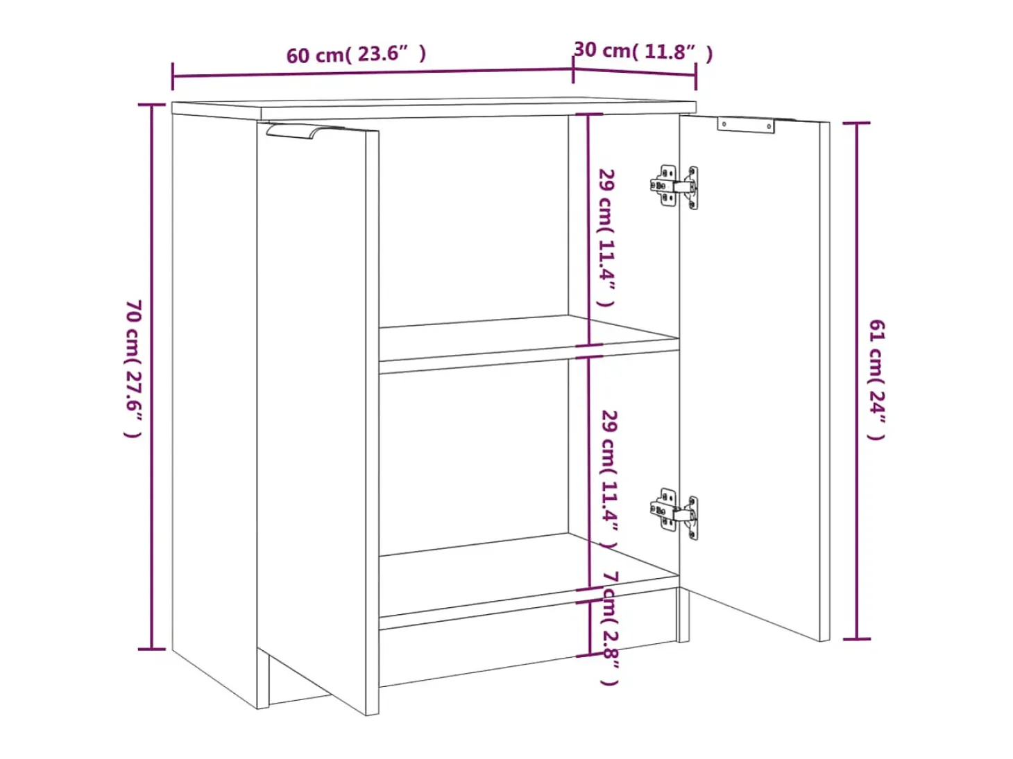 Aparador buffet cómoda armario unidad de almacenamiento organizador cocina salón salón juego de 2 sonoma 60 x 30 x 70 cm madera contrachapada gris 02_0036953
