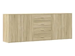 Aparador buffet cómoda gabinete unidad de almacenamiento organizador cocina sala de estar sala de estar 3 piezas madera contrachapada Sonoma marrón 02_0037115