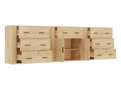 Aparador buffet cómoda gabinete unidad de almacenamiento organizador cocina sala de estar sala de estar 3 piezas madera contrachapada sonoma marrón 02_0037099