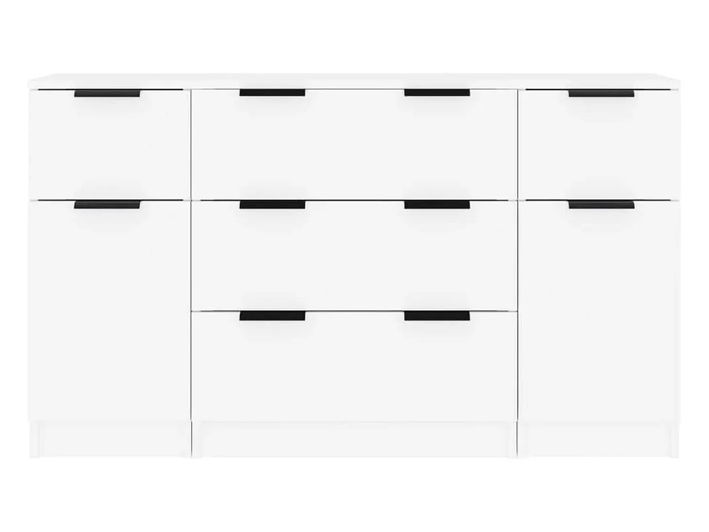 Aparador buffet cómoda gabinete unidad de almacenamiento organizador cocina salón sala de estar 3 piezas madera contrachapada blanco 02_0036995