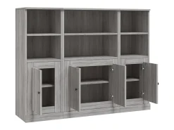 Aparador buffet cómoda gabinete unidad de almacenamiento organizador cocina sala de estar sala de estar 3 piezas madera contrachapada sonoma gris 02_0037182