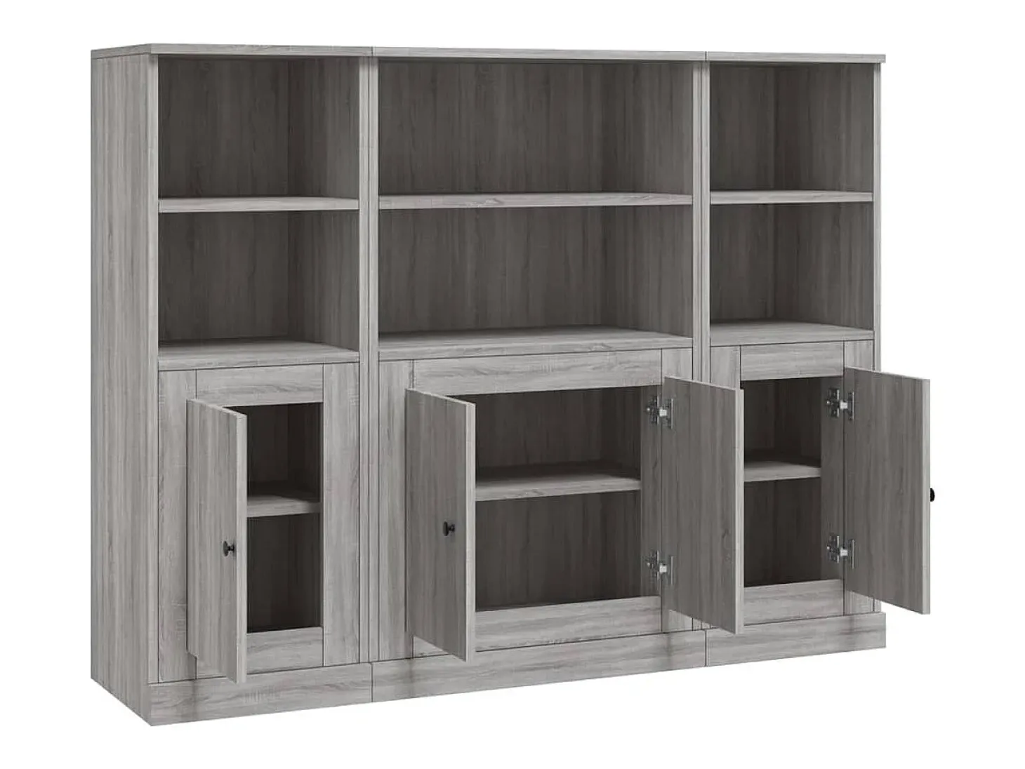 Aparador buffet cómoda gabinete unidad de almacenamiento organizador cocina sala de estar sala de estar 3 piezas madera contrachapada sonoma gris 02_0037182