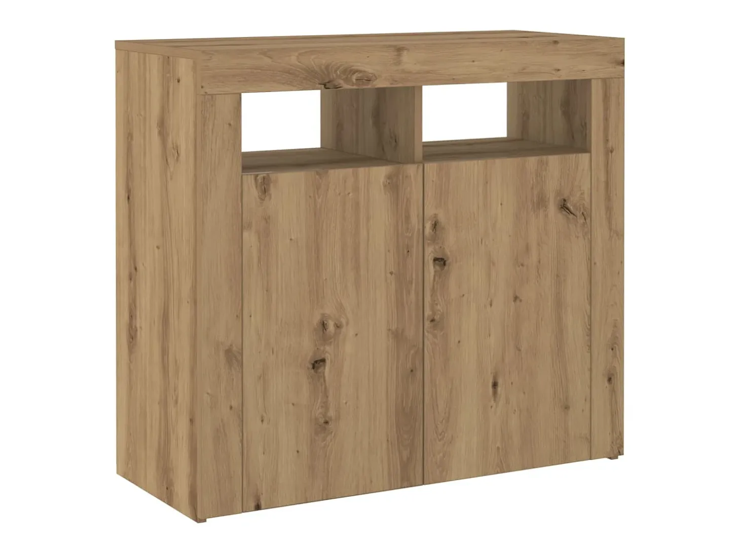 Aparador buffet cómoda gabinete unidad de almacenamiento organizador cocina sala de estar con luces LED hecho a mano madera contrachapada Roble artesanal 02_0029865