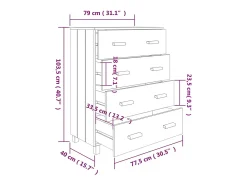 Aparador buffet cómoda mueble almacenaje organizador cocina salón salón 79 x 40 x 103,5 cm madera maciza de pino marrón 02_0032175