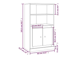 Aparador buffet cómoda mueble mueble de almacenaje organizador cocina salón salón alto 60 x 35,5 x 103,5 cm madera contrachapada gris 02_0034454