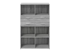 Aparador buffet cómoda mueble almacenaje organizador cocina salón salón alto Sonoma 80 x 42,5 x 124 cm madera contrachapada gris 02_0035633