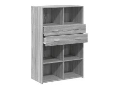 Aparador buffet cómoda mueble almacenaje organizador cocina salón salón alto Sonoma 80 x 42,5 x 124 cm madera contrachapada gris 02_0035633