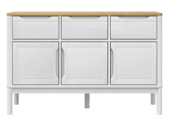 Aparador buffet cómoda mueble almacenaje organizador cocina salón salón FLORO 114 x 43 x 74 cm madera maciza de pino blanco 02_0031756