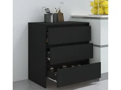Aparador buffet cómoda mueble almacenaje organizador cocina salón salón 70 x 41 x 75 cm madera contrachapada negra 02_0036114