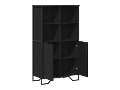 Aparador buffet cómoda mueble mueble de almacenaje organizador cocina salón salón alto 79,5 x 35,5 x 137,5 cm madera contrachapada negra 02_0035129
