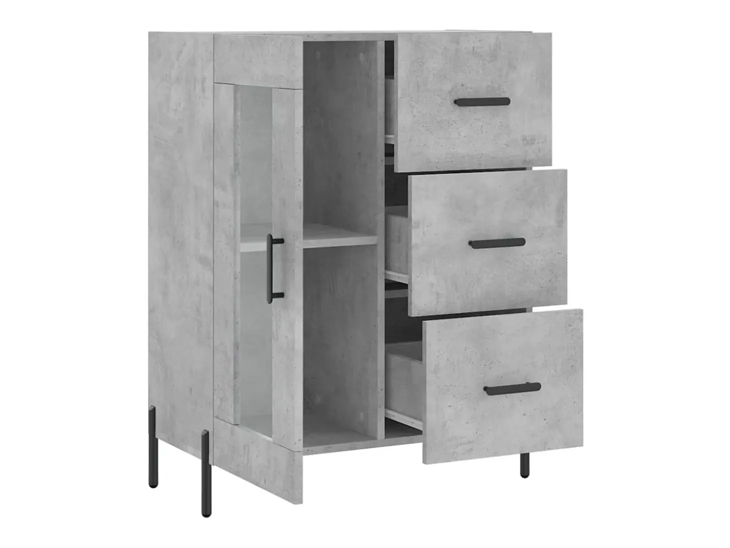 Aparador buffet cómoda mueble mueble de almacenaje organizador cocina salón salón 69,5 x 34 x 90 cm madera contrachapada gris 02_0032049