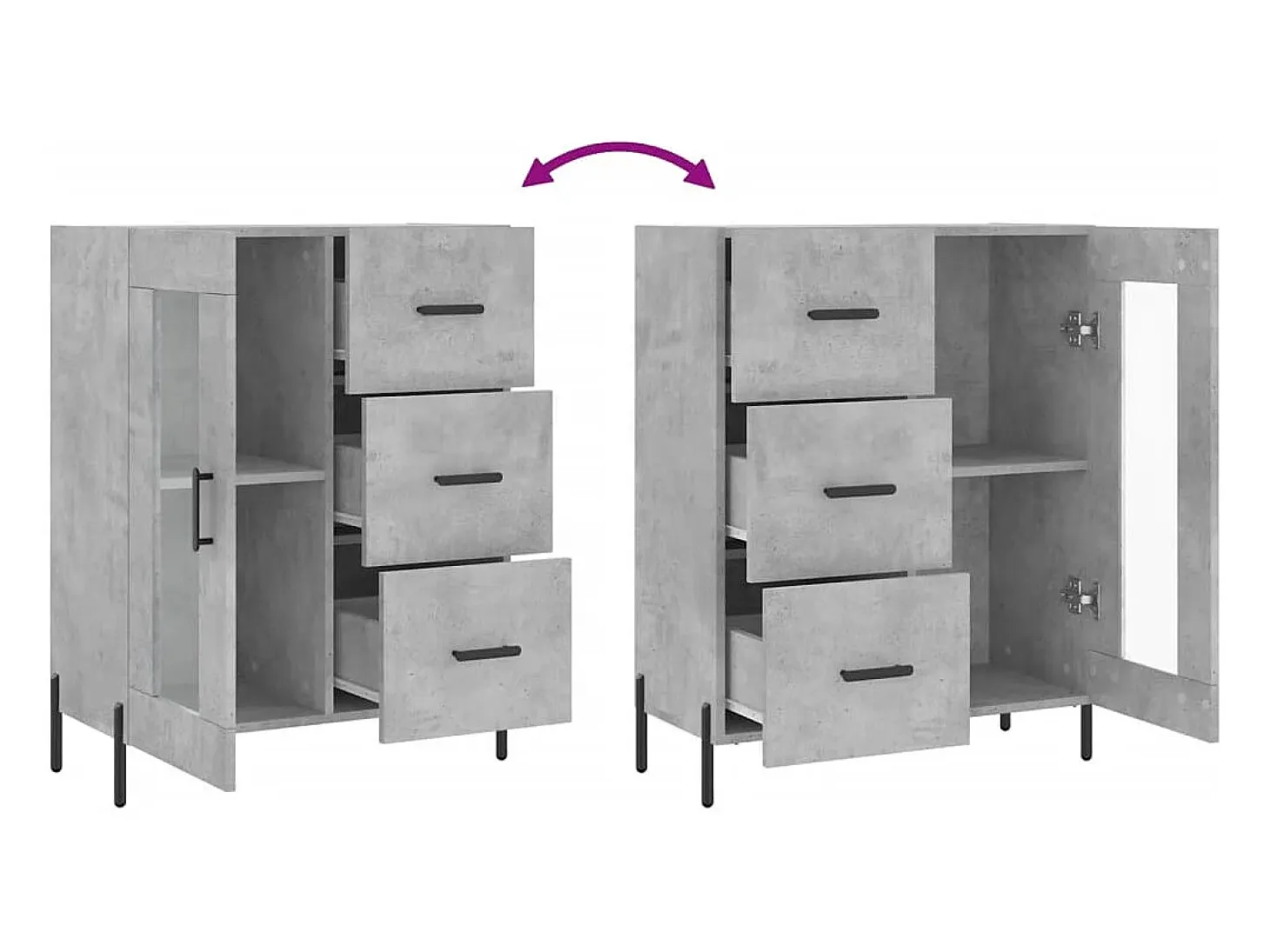 Aparador buffet cómoda mueble mueble de almacenaje organizador cocina salón salón 69,5 x 34 x 90 cm madera contrachapada gris 02_0032049