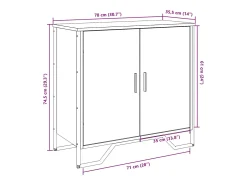 Aparador buffet cómoda mueble mueble de almacenaje organizador cocina salón salón 78 x 35,5 x 74,5 cm madera contrachapada marrón 02_0031416