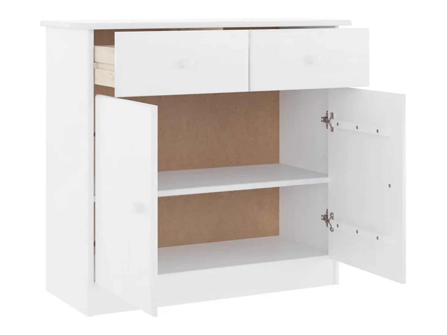 Aparador buffet cómoda mueble almacenaje organizador cocina salón salón ALTA 77 x 35 x 73 cm madera maciza de pino blanco 02_0029680