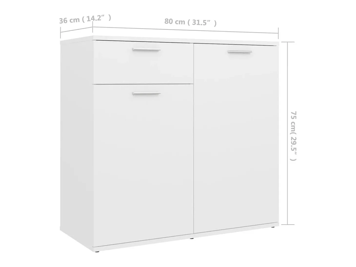 Aparador buffet cómoda mueble mueble de almacenaje organizador cocina salón salón 80 x 36 x 75 cm madera contrachapada blanco 02_0030515