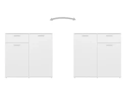 Aparador buffet cómoda mueble mueble de almacenaje organizador cocina salón salón 80 x 36 x 75 cm madera contrachapada blanco 02_0030515