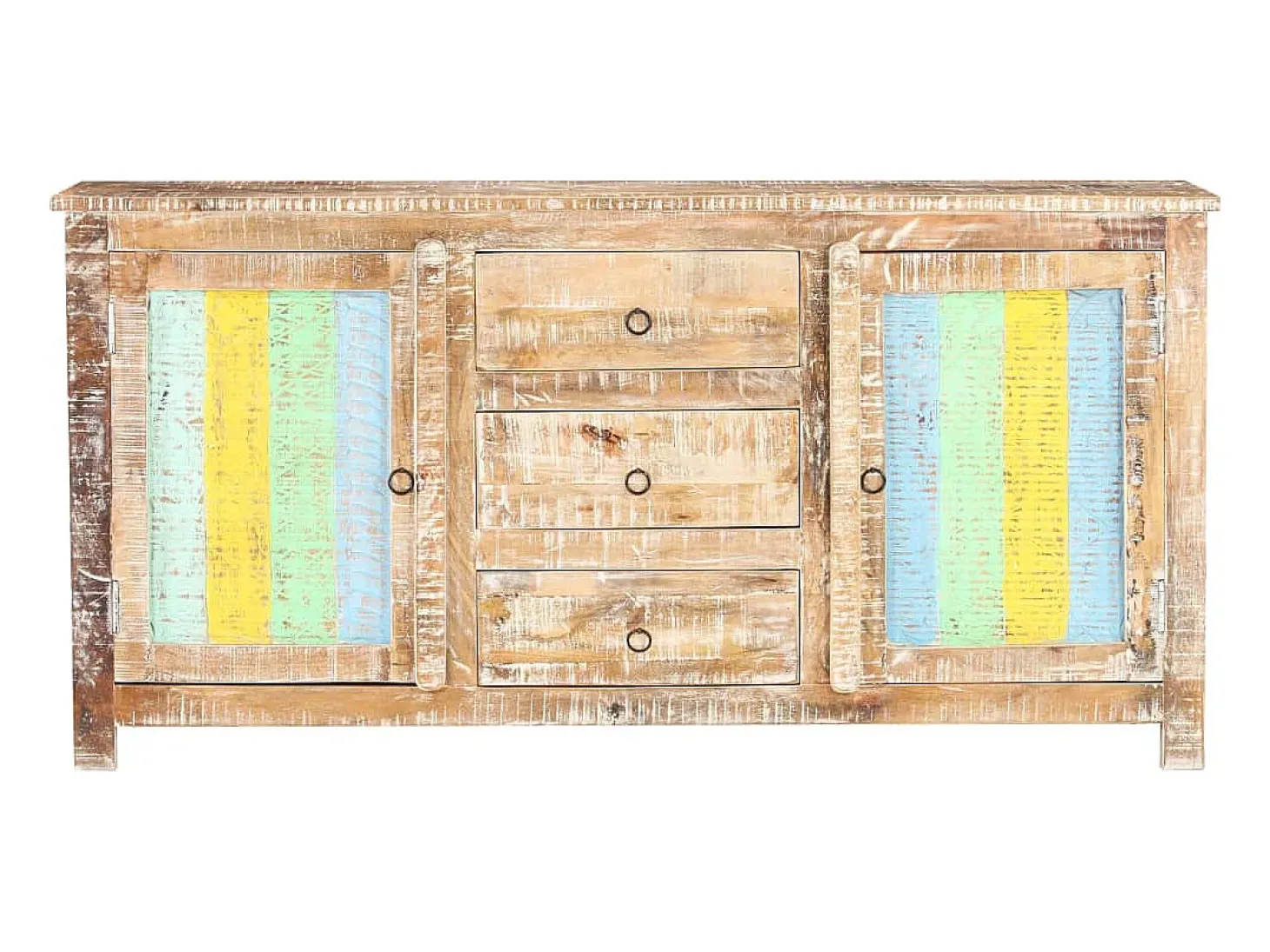 Aparador buffet cómoda mueble mueble de almacenaje organizador cocina salón salón 151 x 40 x 75 cm madera de acacia en bruto multicolor 02_0029556