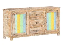 Aparador buffet cómoda mueble mueble de almacenaje organizador cocina salón salón 151 x 40 x 75 cm madera de acacia en bruto multicolor 02_0029556