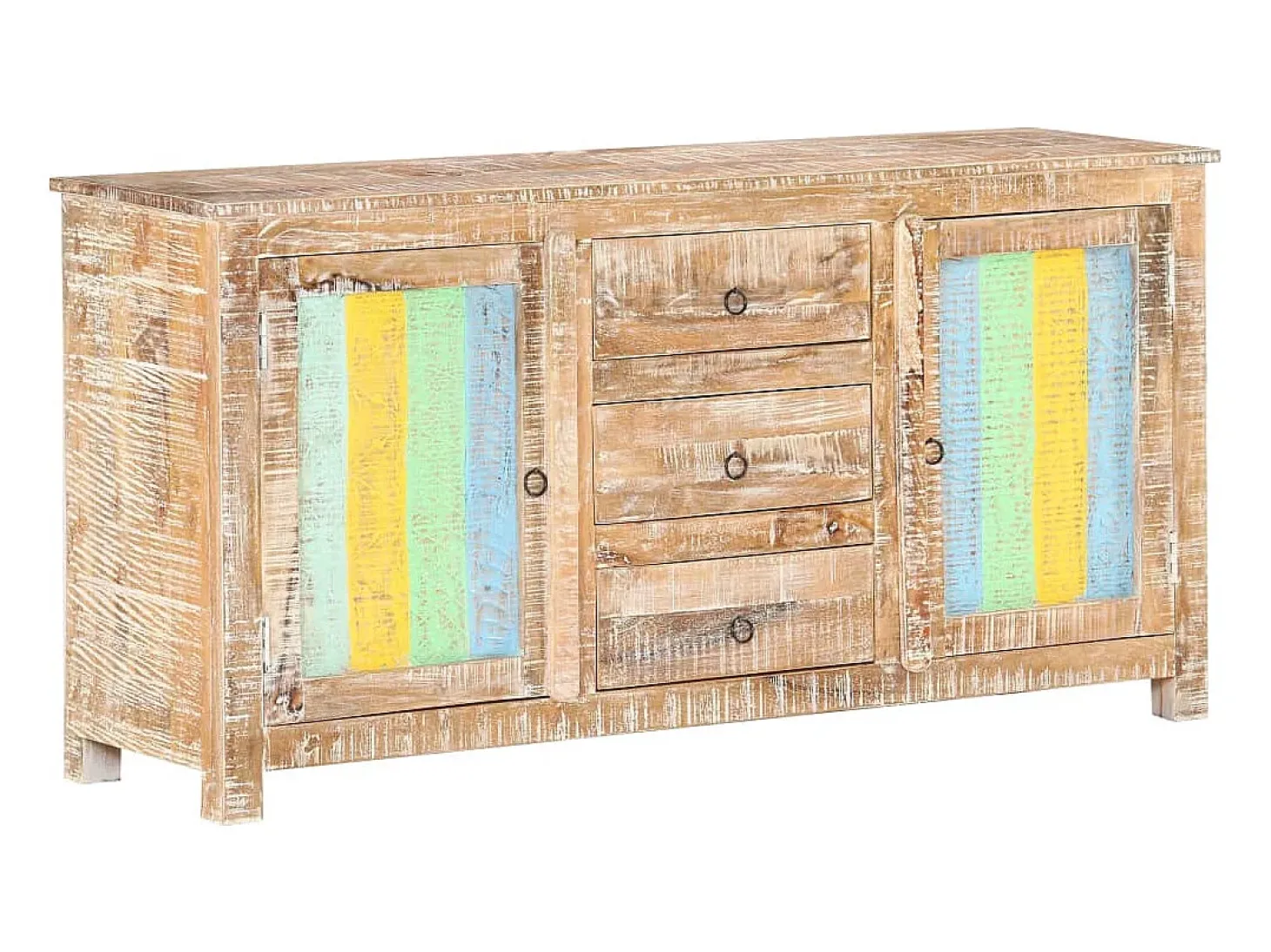 Aparador buffet cómoda mueble mueble de almacenaje organizador cocina salón salón 151 x 40 x 75 cm madera de acacia en bruto multicolor 02_0029556