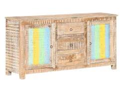 Aparador buffet cómoda mueble mueble de almacenaje organizador cocina salón salón 151 x 40 x 75 cm madera de acacia en bruto multicolor 02_0029556