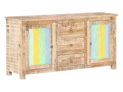 Aparador buffet cómoda mueble mueble de almacenaje organizador cocina salón salón 151 x 40 x 75 cm madera de acacia en bruto multicolor 02_0029556