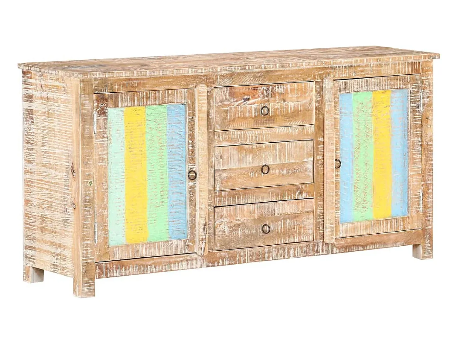 Aparador buffet cómoda mueble mueble de almacenaje organizador cocina salón salón 151 x 40 x 75 cm madera de acacia en bruto multicolor 02_0029556