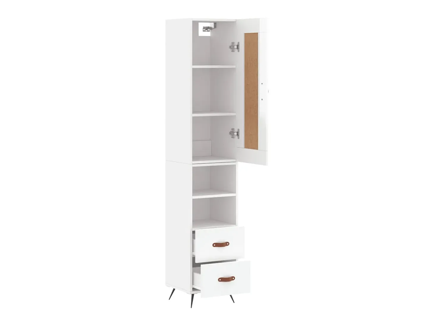 Aparador buffet cómoda mueble mueble de almacenaje organizador cocina salón salón alto brillo 34,5 x 34 x 180 cm madera contrachapada blanco 02_0032796