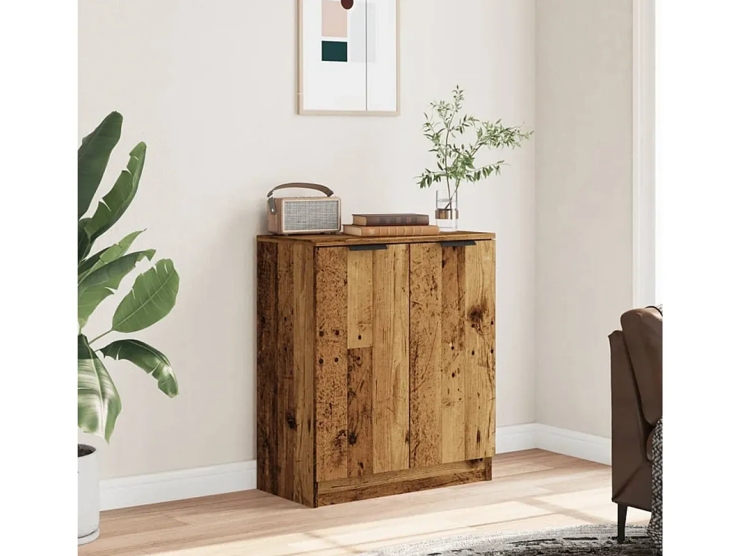 Aparador buffet cómoda mueble mueble de almacenaje organizador cocina salón salón madera vieja 60 x 30 x 70 cm madera contrachapada marrón 02_0036604