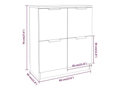 Aparador buffet cómoda mueble mueble de almacenaje organizador cocina salón salón 60 x 30 x 70 cm madera contrachapada gris 02_0031954
