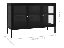 Aparador buffet cómoda mueble mueble de almacenaje organizador cocina salón salón 105 x 35 x 70 cm acero y cristal negro 02_0035835